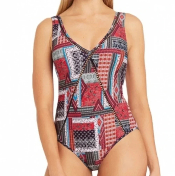 SEA level swim Arielle V front and back one peice swimsuit night sky size 6 - Picture 1 of 11